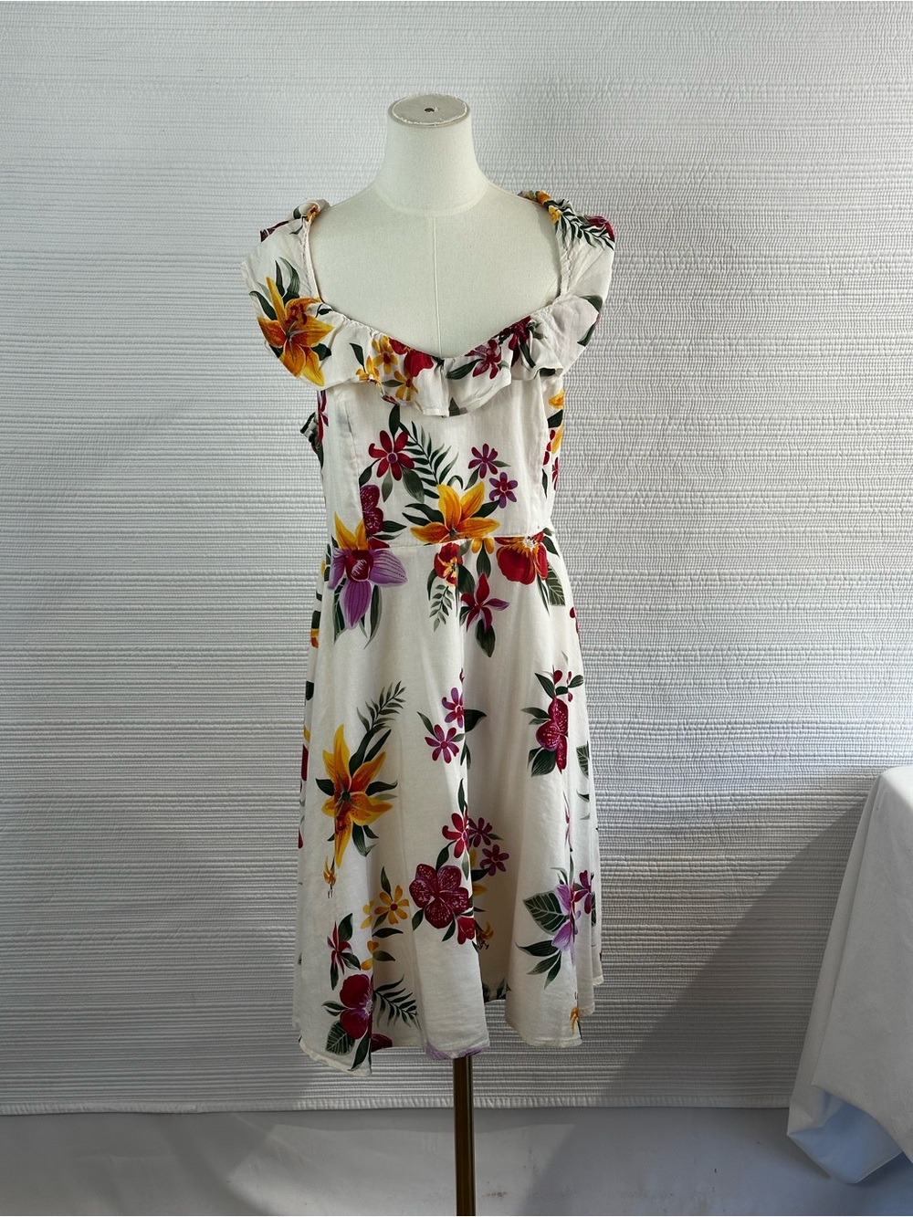 Old Navy Tropical Floral Ruffle Strap Sundress Cottagecore Vacation SzL